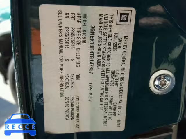 1996 CHEVROLET TAHOE K150 3GNEK18R4TG147857 image 9