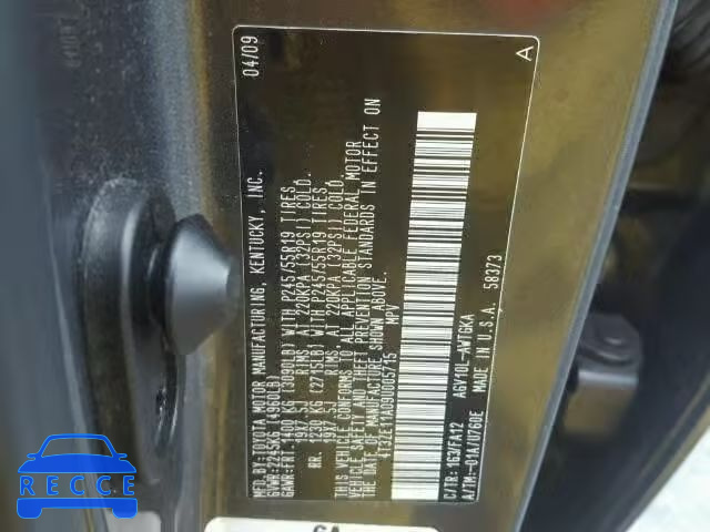 2009 TOYOTA VENZA 4T3ZE11A09U005715 image 9