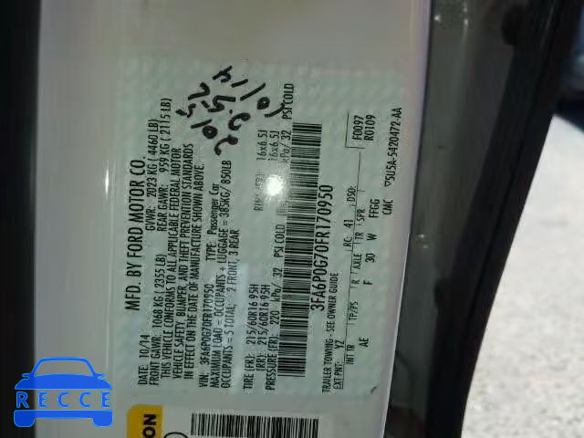2015 FORD FUSION S 3FA6P0G70FR170950 image 9