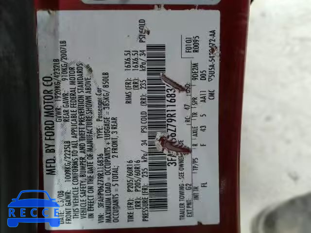 2009 FORD FUSION S 3FAHP06Z79R116836 image 9