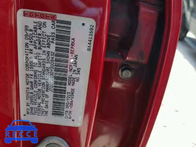 2000 TOYOTA ECHO JTDBT1230Y0008432 image 9