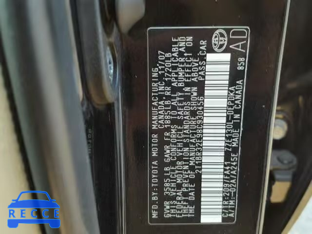 2008 TOYOTA COROLLA CE 2T1BR32E98C930456 зображення 9