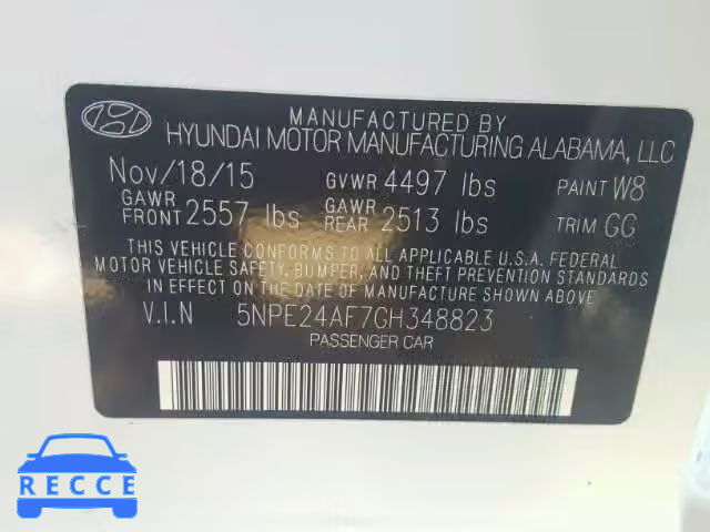 2016 HYUNDAI SONATA SE 5NPE24AF7GH348823 зображення 9