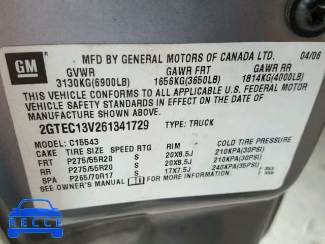 2006 GMC SIERRA C15 2GTEC13V261341729 image 9