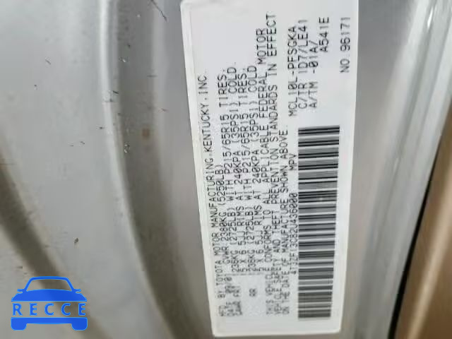 2002 TOYOTA SIENNA LE/ 4T3ZF13C82U436000 image 9