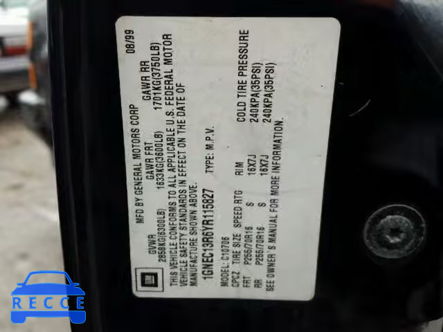 2000 CHEVROLET TAHOE C150 1GNEC13R6YR115827 image 9
