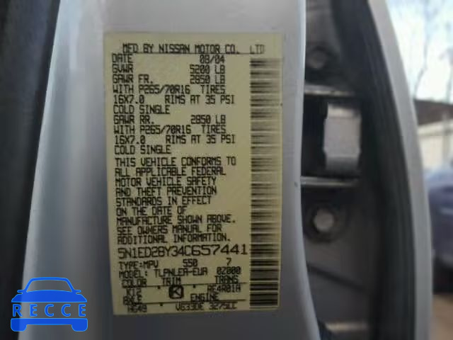 2004 NISSAN XTERRA XE/ 5N1ED28Y34C657441 image 9