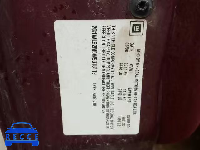 1998 CHEVROLET LUMINA/LS 2G1WL52M5W9318119 image 9