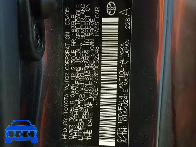2005 TOYOTA SCION TC JTKDE177350052248 Bild 9