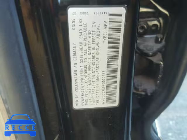 2004 VOLKSWAGEN TOUAREG 4. WVGCC67L94D000466 image 9