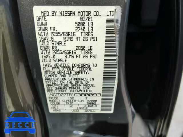 2001 NISSAN FRONTIER X 1N6ED27T81C380093 image 8