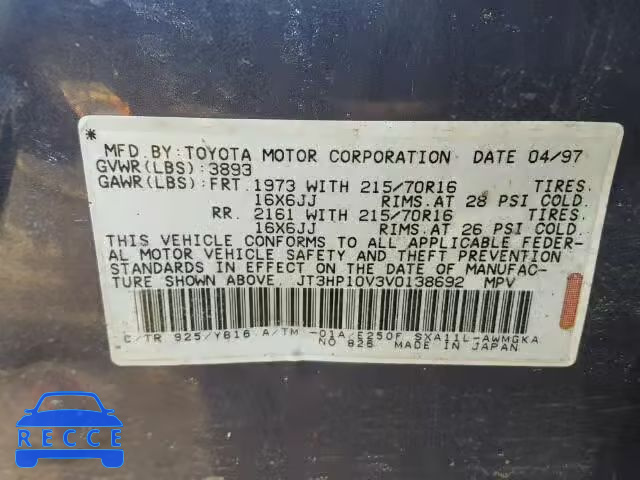 1997 TOYOTA RAV4 JT3HP10V3V0138692 image 9