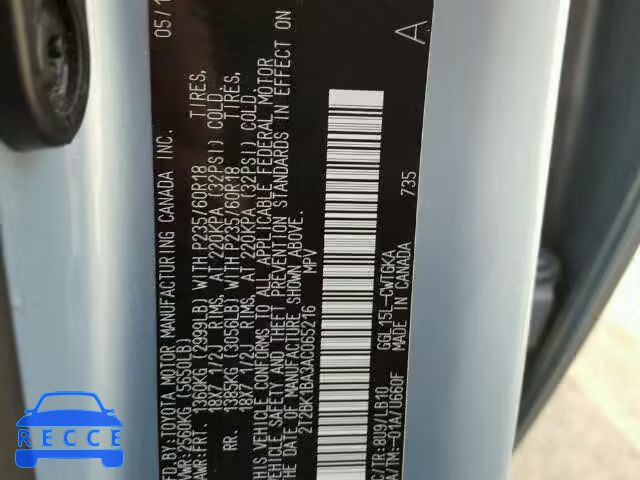 2010 LEXUS RX 350 2T2BK1BA3AC065216 image 9