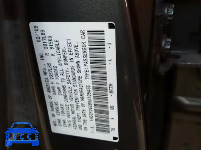 2009 HONDA ACCORD LX- 1HGCP26489A105456 зображення 9