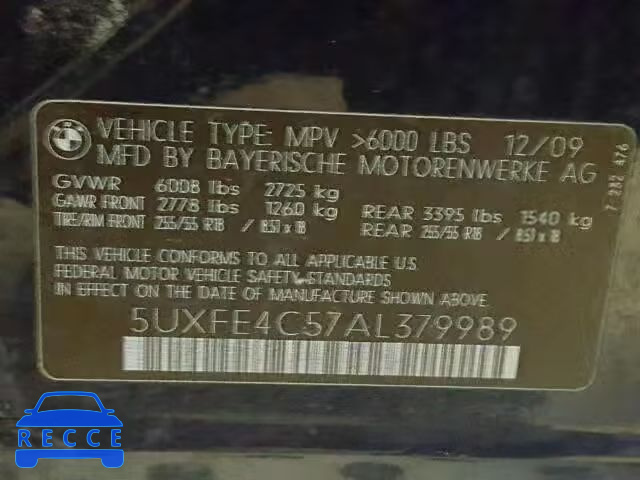 2010 BMW X5 XDRIVE3 5UXFE4C57AL379989 image 9