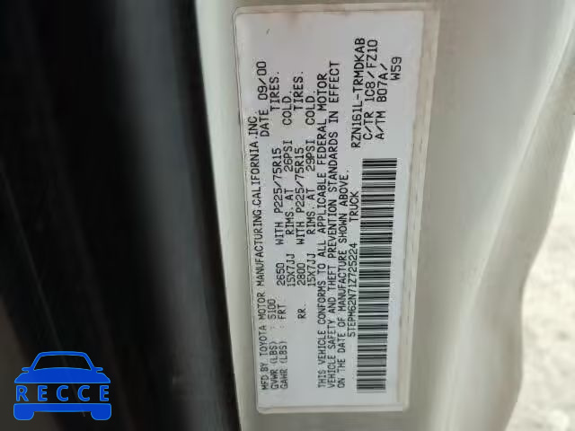 2001 TOYOTA TACOMA 5TEPM62N71Z725224 image 9