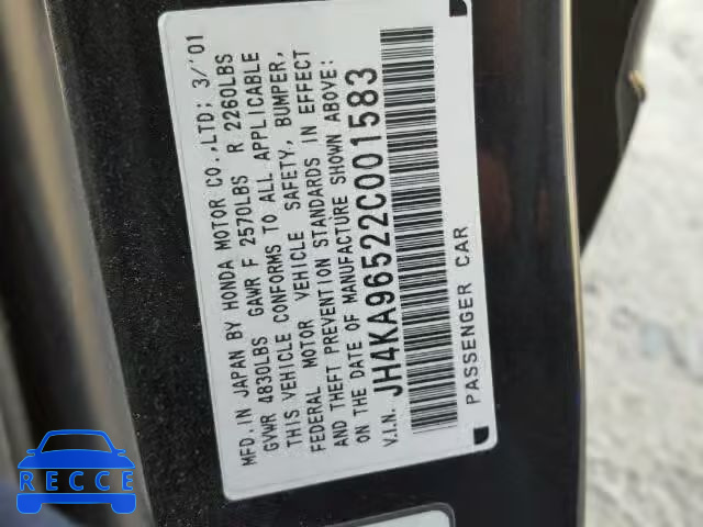 2002 ACURA 3.5 RL JH4KA96522C001583 image 9