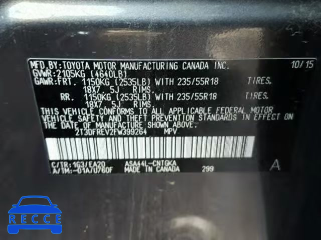 2015 TOYOTA RAV4 LIMIT 2T3DFREV2FW399264 image 9