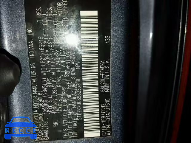 2009 TOYOTA SIENNA CE/ 5TDZK23C69S235368 image 9