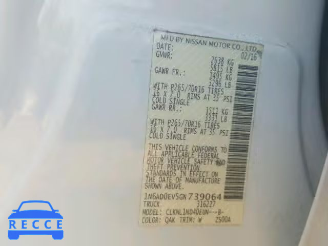 2016 NISSAN FRONTIER S 1N6AD0EV5GN739064 image 9