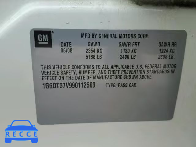 2009 CADILLAC CTS HIGH F 1G6DT57V990112500 image 9