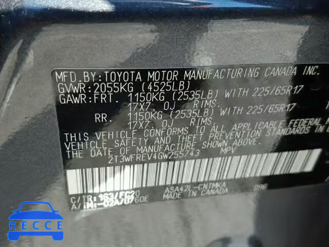 2016 TOYOTA RAV4 XLE 2T3WFREV4GW255743 image 9