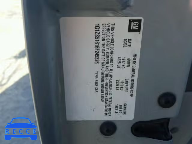 2006 CHEVROLET MALIBU LS 1G1ZS51816F245326 image 9