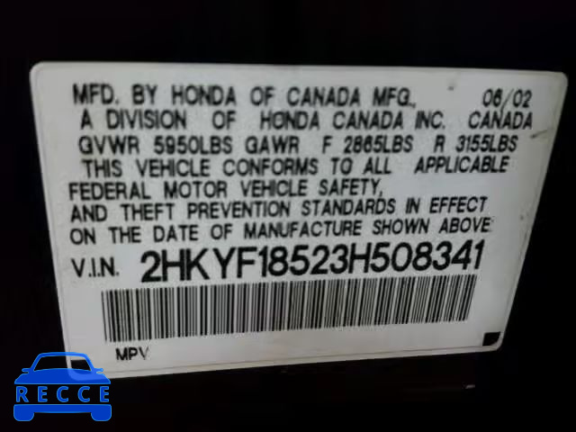 2003 HONDA PILOT EXL 2HKYF18523H508341 image 9