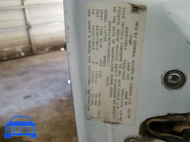 1994 CHEVROLET C1500 2GCEC19K7R1234211 Bild 9