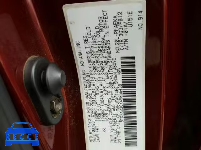 2004 TOYOTA SIENNA CE/ 5TDZA23CX4S056438 image 9