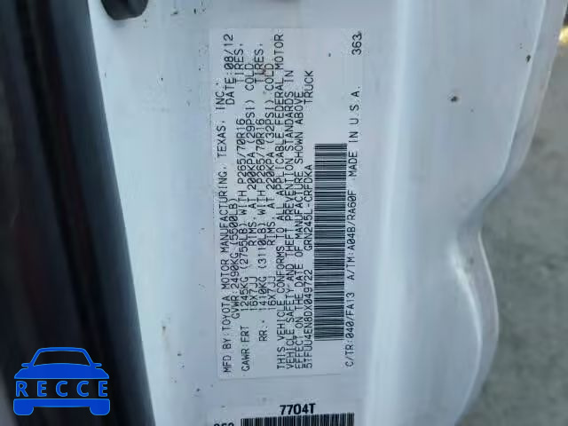 2013 TOYOTA TACOMA ACCESS CAB 5TFUU4EN8DX049722 image 9