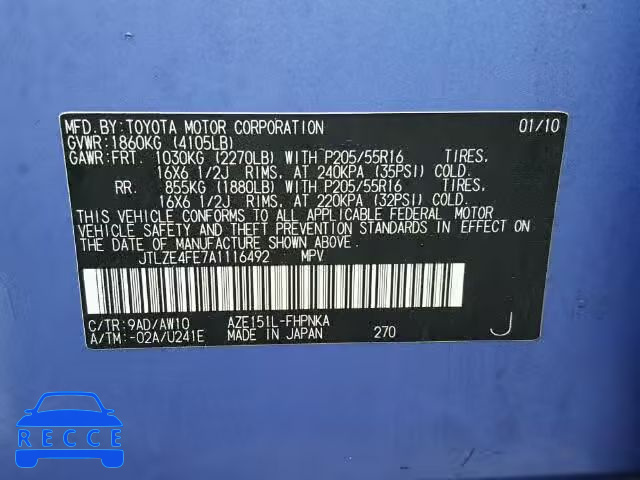 2010 SCION XB JTLZE4FE7A1116492 image 9