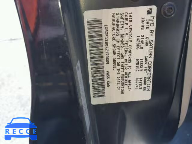 1999 SATURN SC1 1G8ZF1280XZ179669 image 9