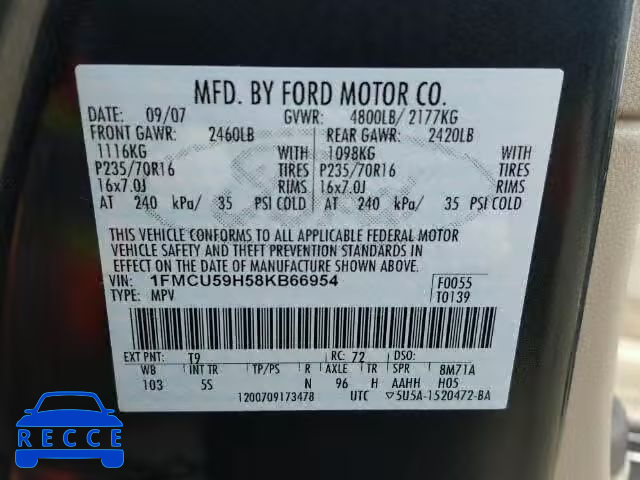 2008 FORD ESCAPE HEV 1FMCU59H58KB66954 зображення 9