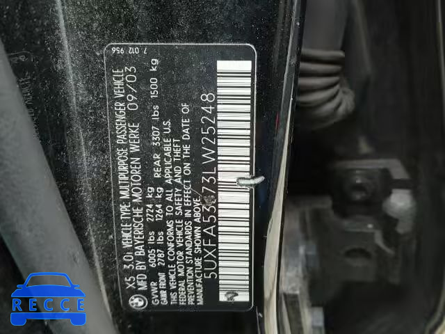 2003 BMW X5 3.0I 5UXFA53573LW25248 зображення 9