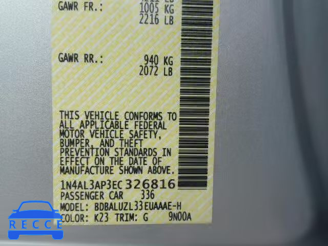 2014 NISSAN ALTIMA 2.5 1N4AL3AP3EC326816 image 9