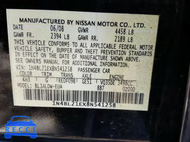 2008 NISSAN ALTIMA 3.5 1N4BL21EX8N541258 image 9