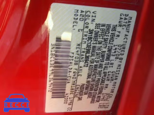 2009 NISSAN VERSA S/SL 3N1BC13E99L369472 image 9