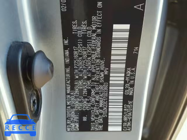 2007 TOYOTA SIENNA XLE 5TDZK22C17S033603 image 9