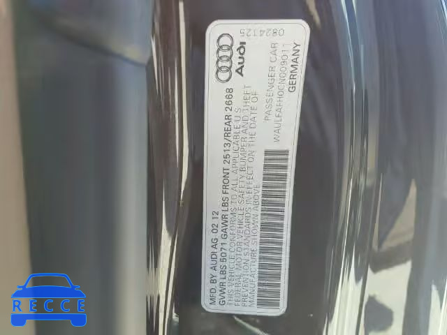 2012 AUDI A5 QUATTRO WAULFAFH0CN009011 image 9