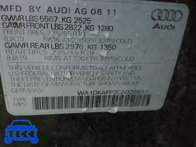 2012 AUDI Q5 PREMIUM WA1DKAFP2CA028851 image 9