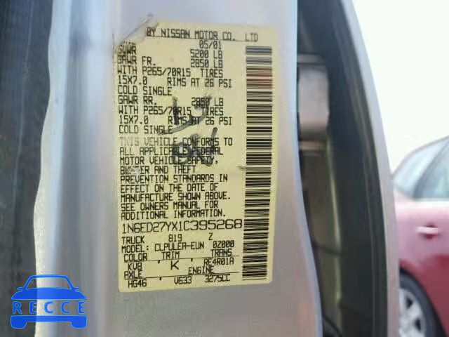 2001 NISSAN FRONTIER X 1N6ED27YX1C395268 зображення 9