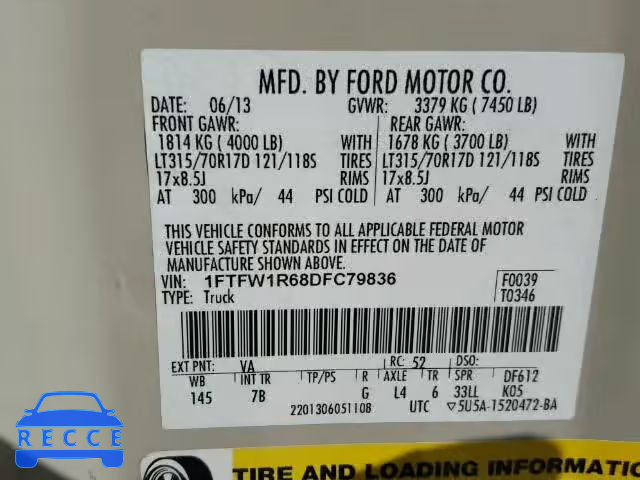 2013 FORD F150 SVT R 1FTFW1R68DFC79836 image 9