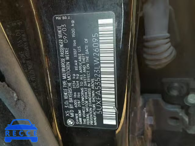 2003 BMW X5 3.0I 5UXFA53523LW26095 зображення 9