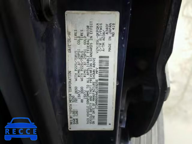 1998 TOYOTA 4RUNNER SR JT3HN86R4W0189256 image 9