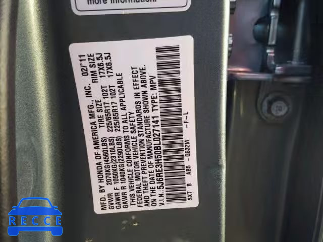 2011 HONDA CR-V EX 5J6RE3H50BL027141 image 9