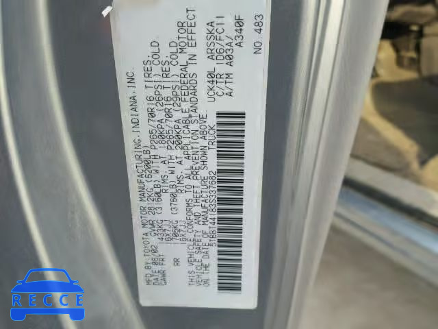 2003 TOYOTA TUNDRA ACC 5TBBT44183S337682 image 9
