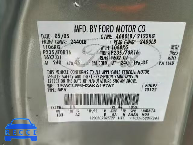 2006 FORD ESCAPE HEV 1FMCU95H36KA19767 image 9