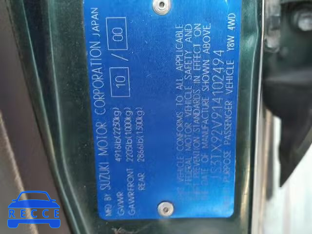 2001 SUZUKI GRAND VITA JS3TX92V914102494 image 9