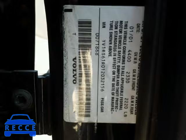 2001 VOLVO S60 YV1RS61R012032156 image 9